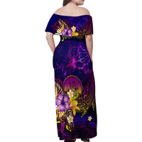 Wallis and Futuna Family Matching Off Shoulder Maxi Dress and Hawaiian Shirt Whale Hibiscus Polynesian