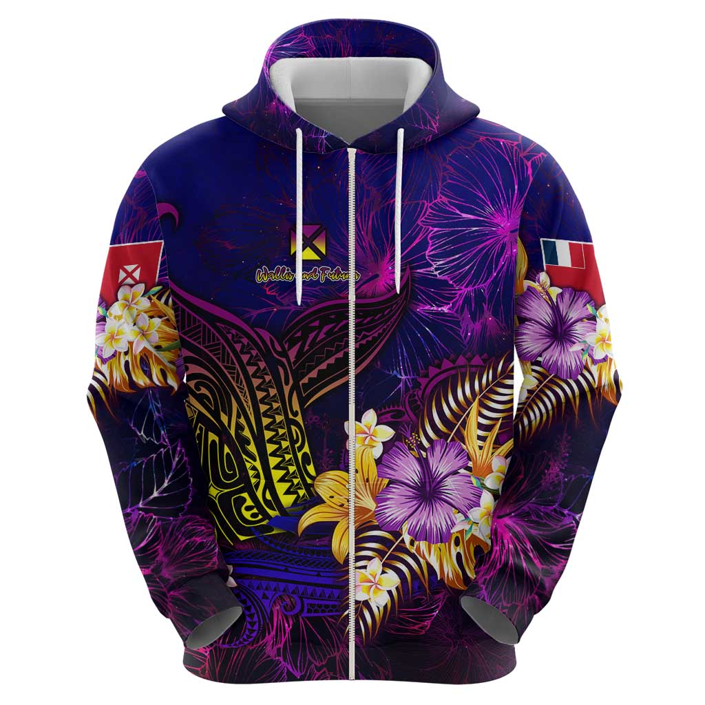 Wallis and Futuna Hoodie Whale Hibiscus Polynesian