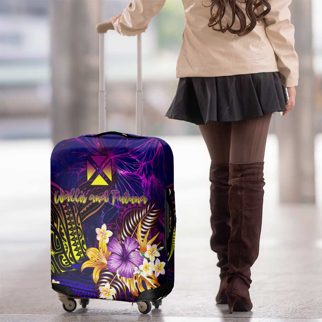 Wallis and Futuna Luggage Cover Whale Hibiscus Polynesian