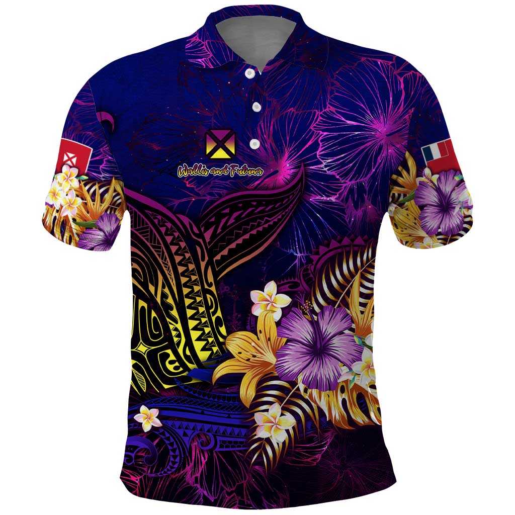 Wallis and Futuna Polo Shirt Whale Hibiscus Polynesian