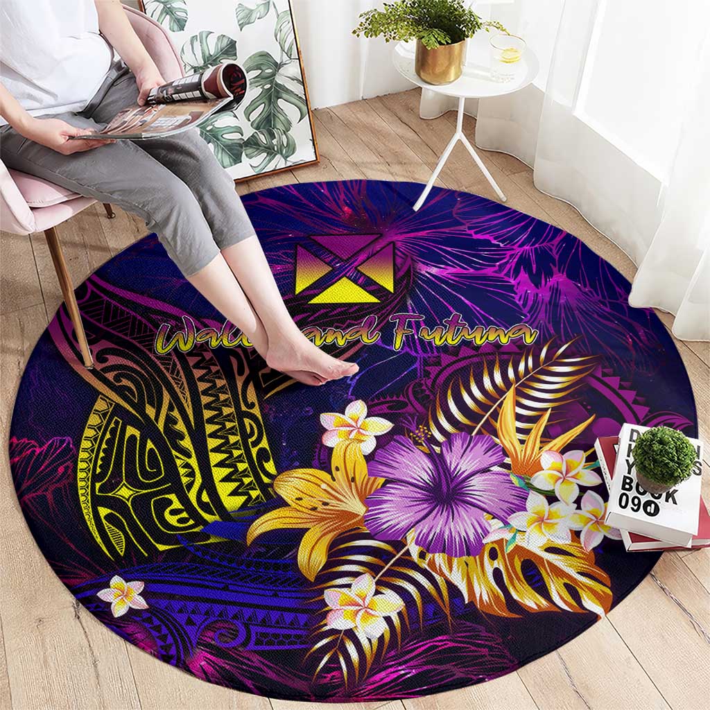 Wallis and Futuna Round Carpet Whale Hibiscus Polynesian