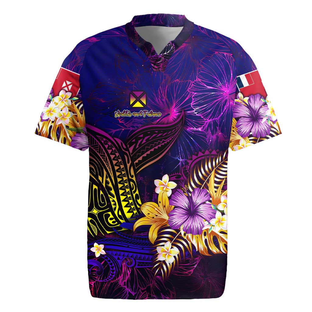 Wallis and Futuna Rugby Jersey Whale Hibiscus Polynesian