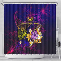 Wallis and Futuna Shower Curtain Whale Hibiscus Polynesian