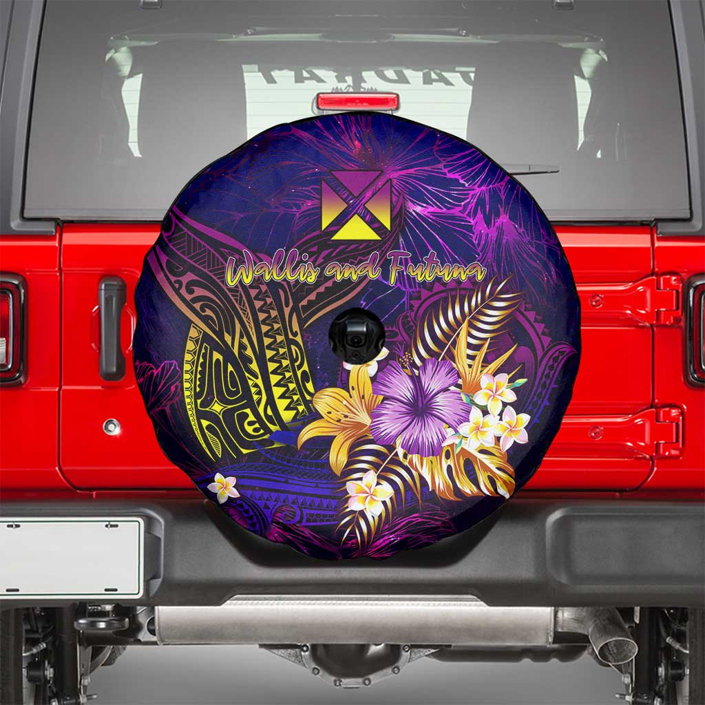Wallis and Futuna Spare Tire Cover Whale Hibiscus Polynesian