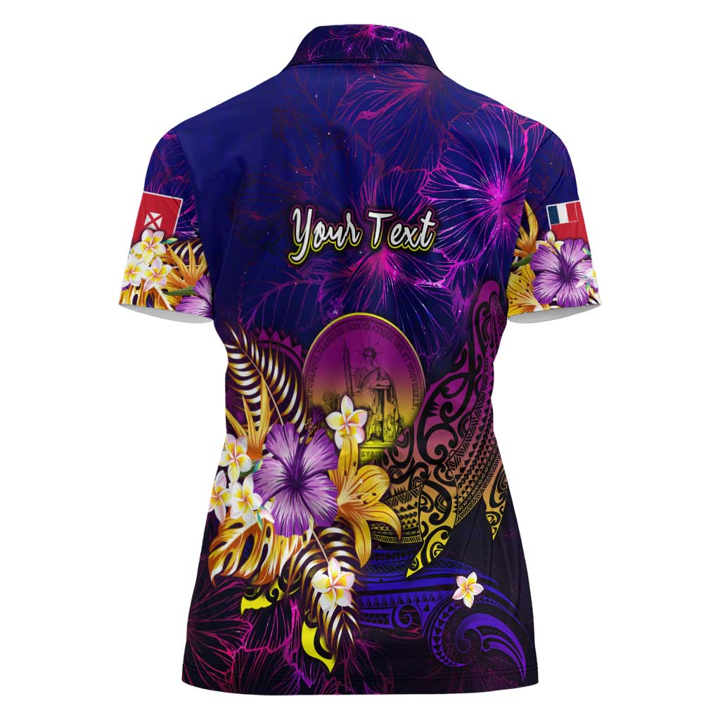 Wallis and Futuna Women Polo Shirt Whale Hibiscus Polynesian