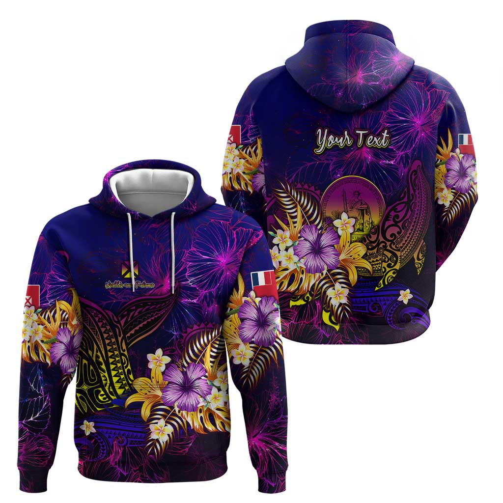 Wallis and Futuna Zip Hoodie Whale Hibiscus Polynesian
