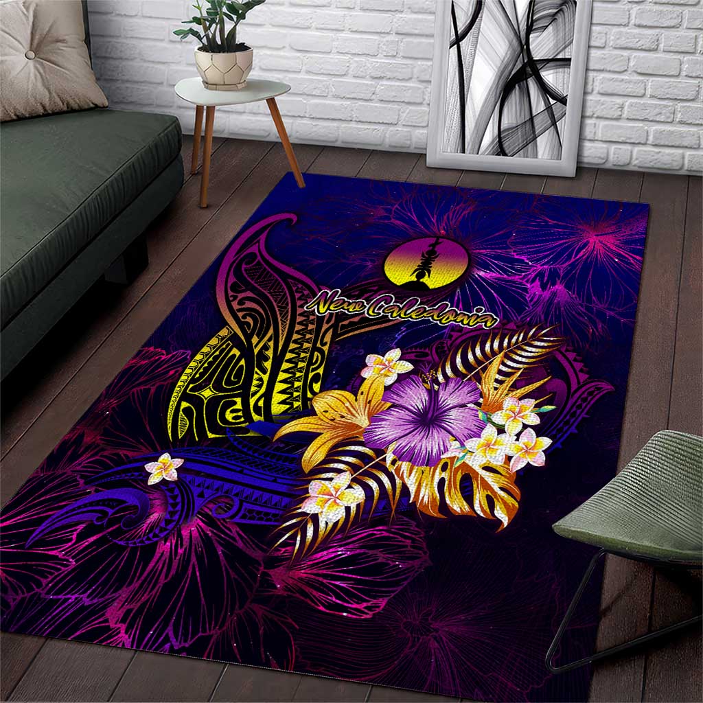 New Caledonia Area Rug Whale Hibiscus Polynesian