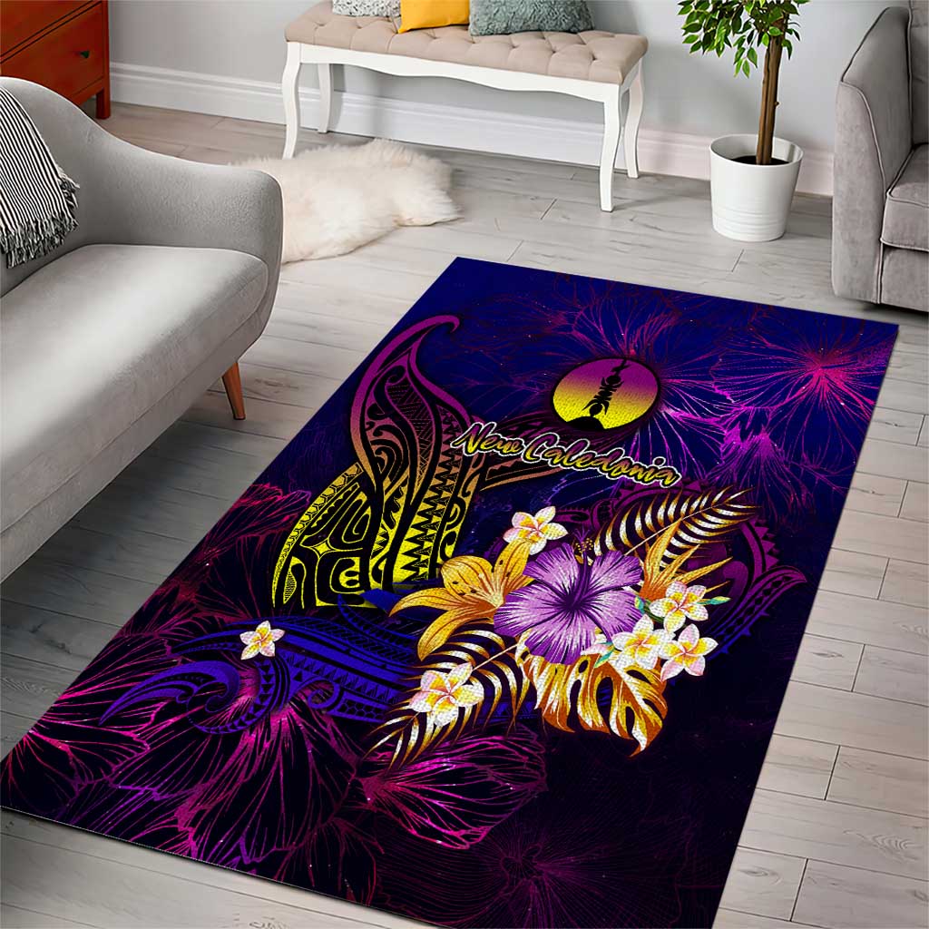 New Caledonia Area Rug Whale Hibiscus Polynesian