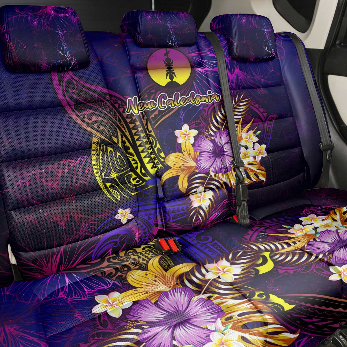 New Caledonia Back Car Seat Cover Whale Hibiscus Polynesian
