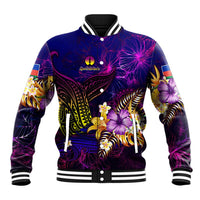 New Caledonia Baseball Jacket Whale Hibiscus Polynesian