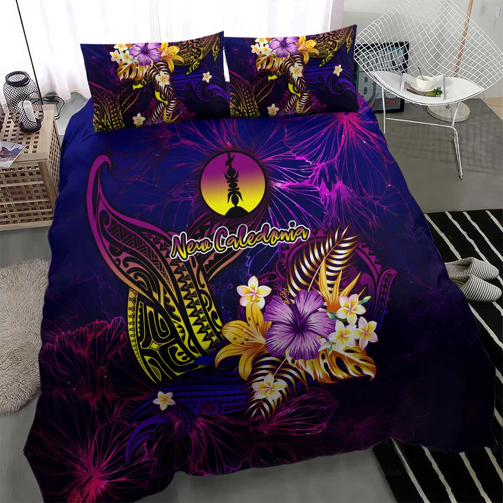 New Caledonia Bedding Set Whale Hibiscus Polynesian