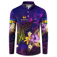 New Caledonia Button Sweatshirt Whale Hibiscus Polynesian