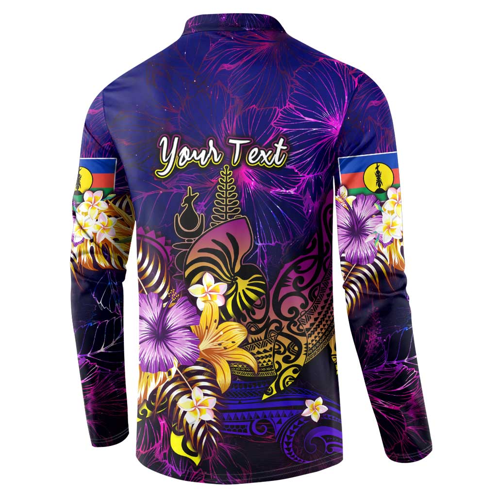 New Caledonia Button Sweatshirt Whale Hibiscus Polynesian