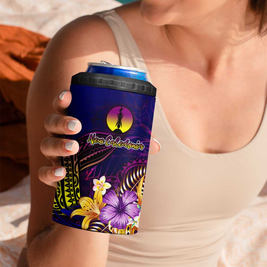 New Caledonia 4 in 1 Can Cooler Tumbler Whale Hibiscus Polynesian