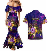 New Caledonia Couples Matching Mermaid Dress and Hawaiian Shirt Whale Hibiscus Polynesian