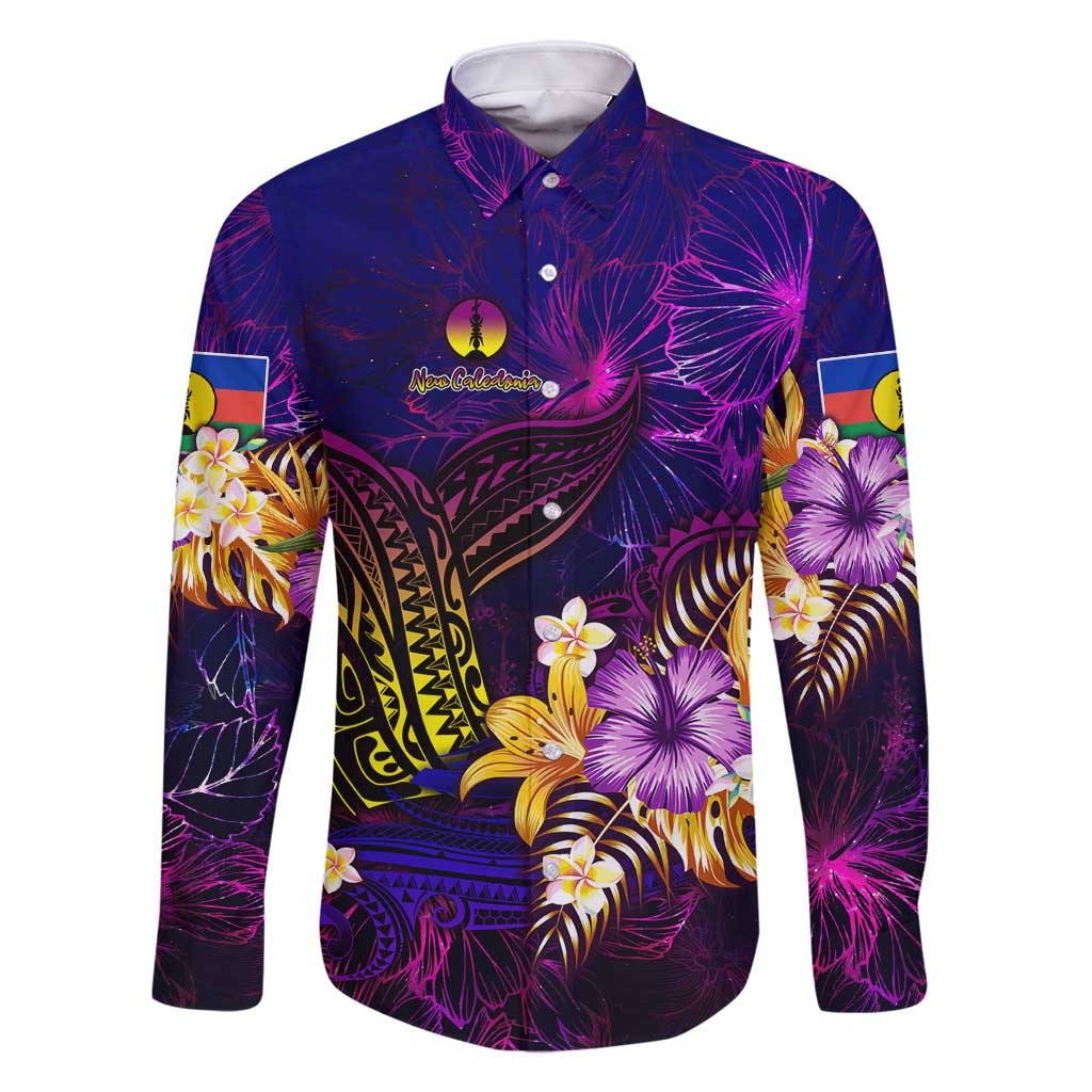 New Caledonia Family Matching Long Sleeve Bodycon Dress and Hawaiian Shirt Whale Hibiscus Polynesian