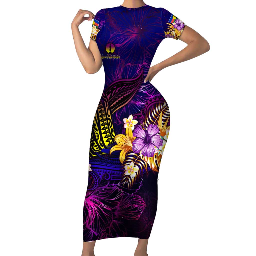 New Caledonia Family Matching Short Sleeve Bodycon Dress and Hawaiian Shirt Whale Hibiscus Polynesian
