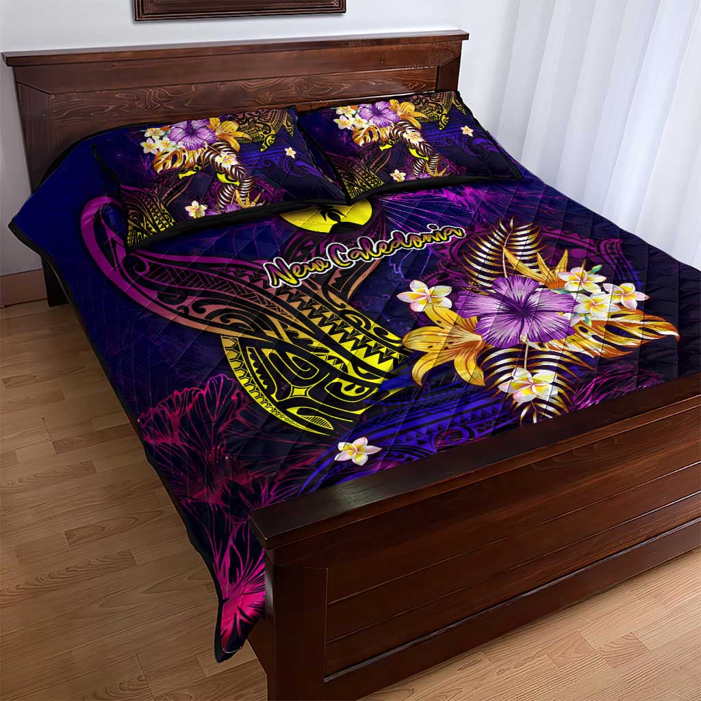New Caledonia Quilt Bed Set Whale Hibiscus Polynesian