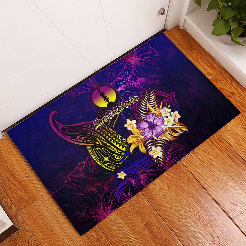 New Caledonia Rubber Doormat Whale Hibiscus Polynesian
