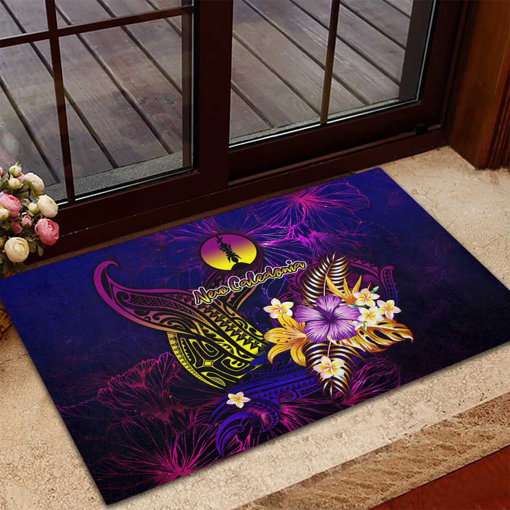 New Caledonia Rubber Doormat Whale Hibiscus Polynesian