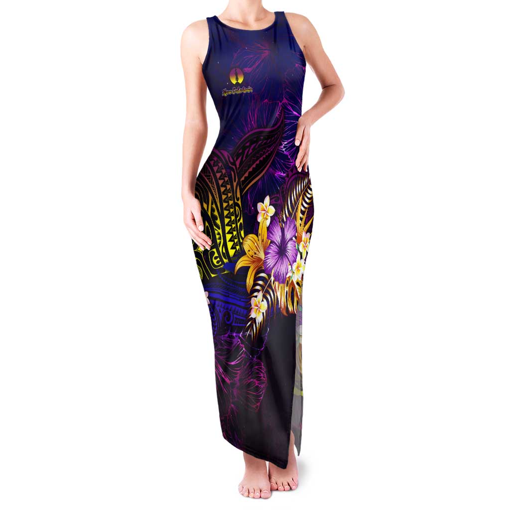 New Caledonia Tank Maxi Dress Whale Hibiscus Polynesian