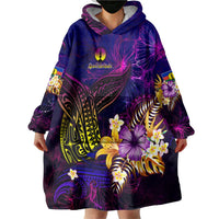 New Caledonia Wearable Blanket Hoodie Whale Hibiscus Polynesian