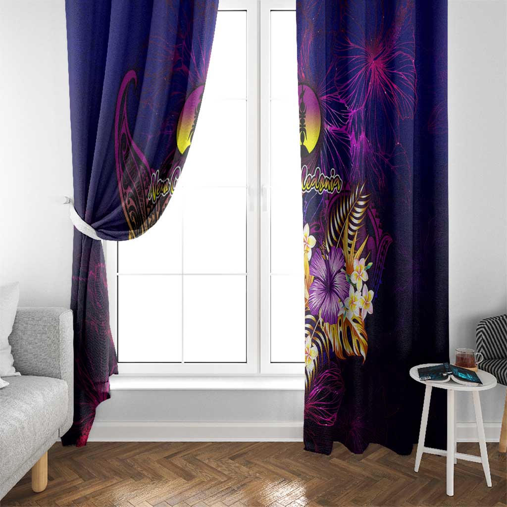 New Caledonia Window Curtain Whale Hibiscus Polynesian