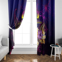 New Caledonia Window Curtain Whale Hibiscus Polynesian