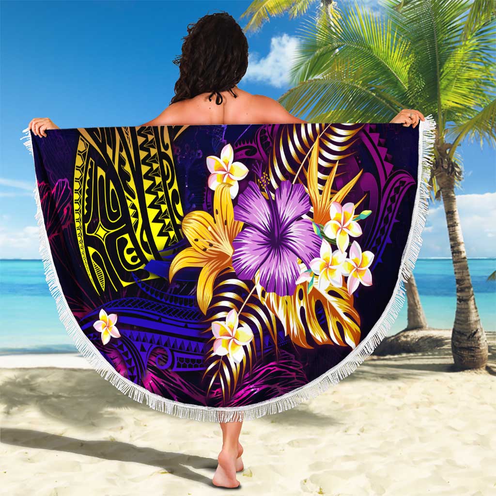 Tahiti French Polynesia Beach Blanket Whale Hibiscus Polynesian