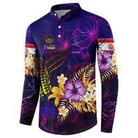 Tahiti French Polynesia Button Sweatshirt Whale Hibiscus Polynesian