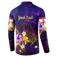 Tahiti French Polynesia Button Sweatshirt Whale Hibiscus Polynesian