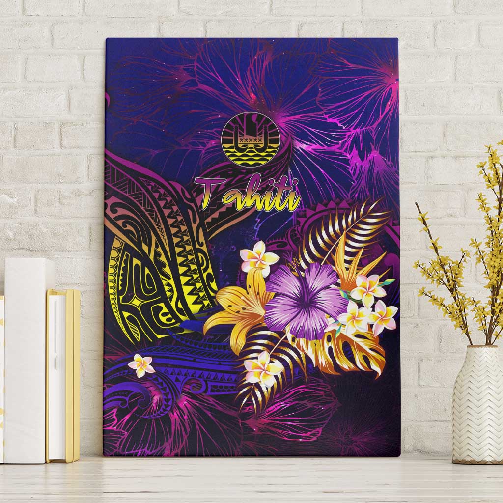 Tahiti French Polynesia Canvas Wall Art Whale Hibiscus Polynesian