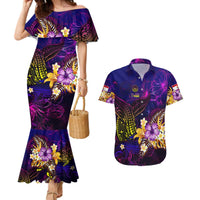 Tahiti French Polynesia Couples Matching Mermaid Dress and Hawaiian Shirt Whale Hibiscus Polynesian