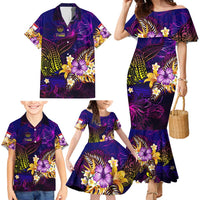 Tahiti French Polynesia Family Matching Mermaid Dress and Hawaiian Shirt Whale Hibiscus Polynesian