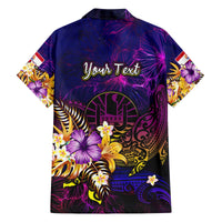 Tahiti French Polynesia Family Matching Off The Shoulder Long Sleeve Dress and Hawaiian Shirt Whale Hibiscus Polynesian