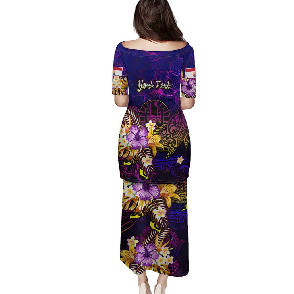 Tahiti French Polynesia Family Matching Puletasi and Hawaiian Shirt Whale Hibiscus Polynesian