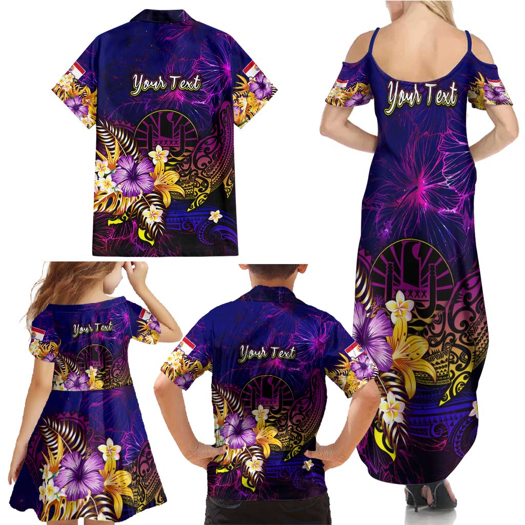 Tahiti French Polynesia Family Matching Summer Maxi Dress and Hawaiian Shirt Whale Hibiscus Polynesian