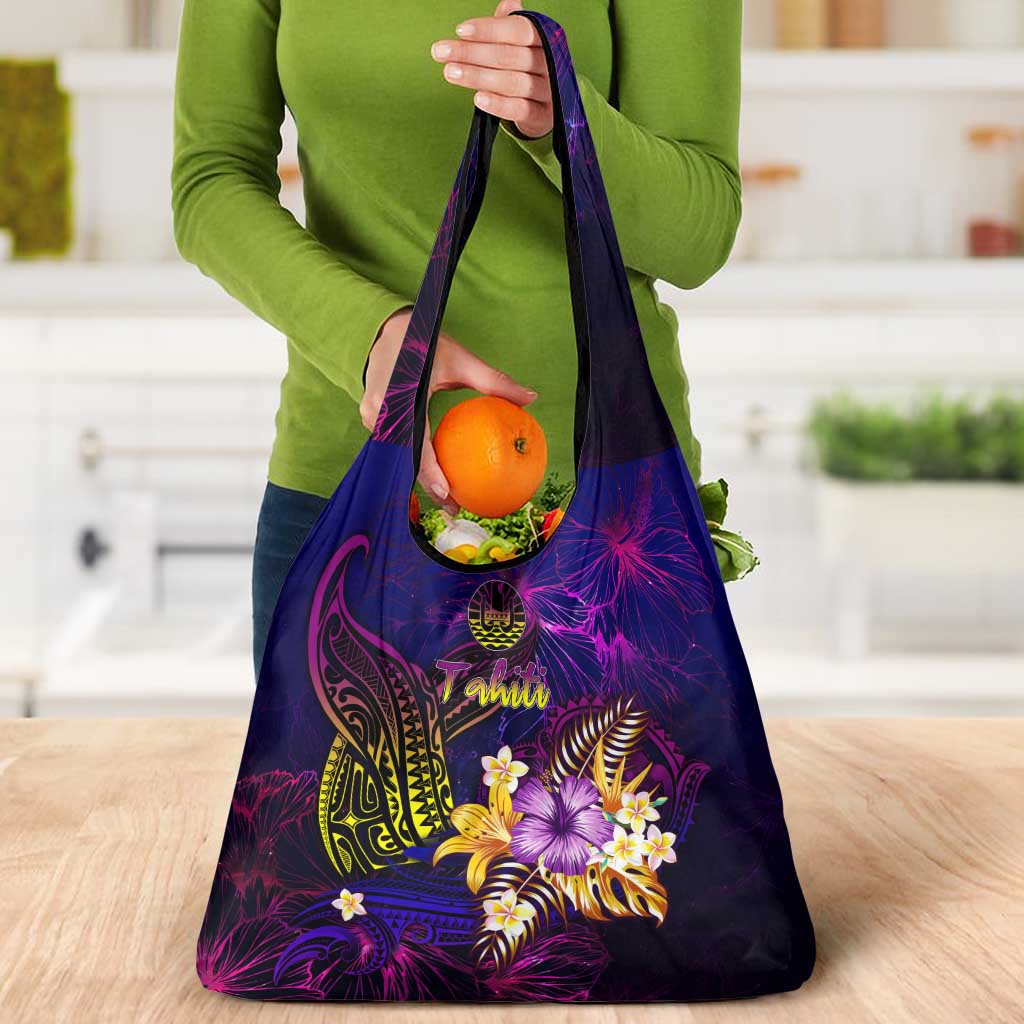 Tahiti French Polynesia Grocery Bag Whale Hibiscus Polynesian DT02 - Polynesian Pride