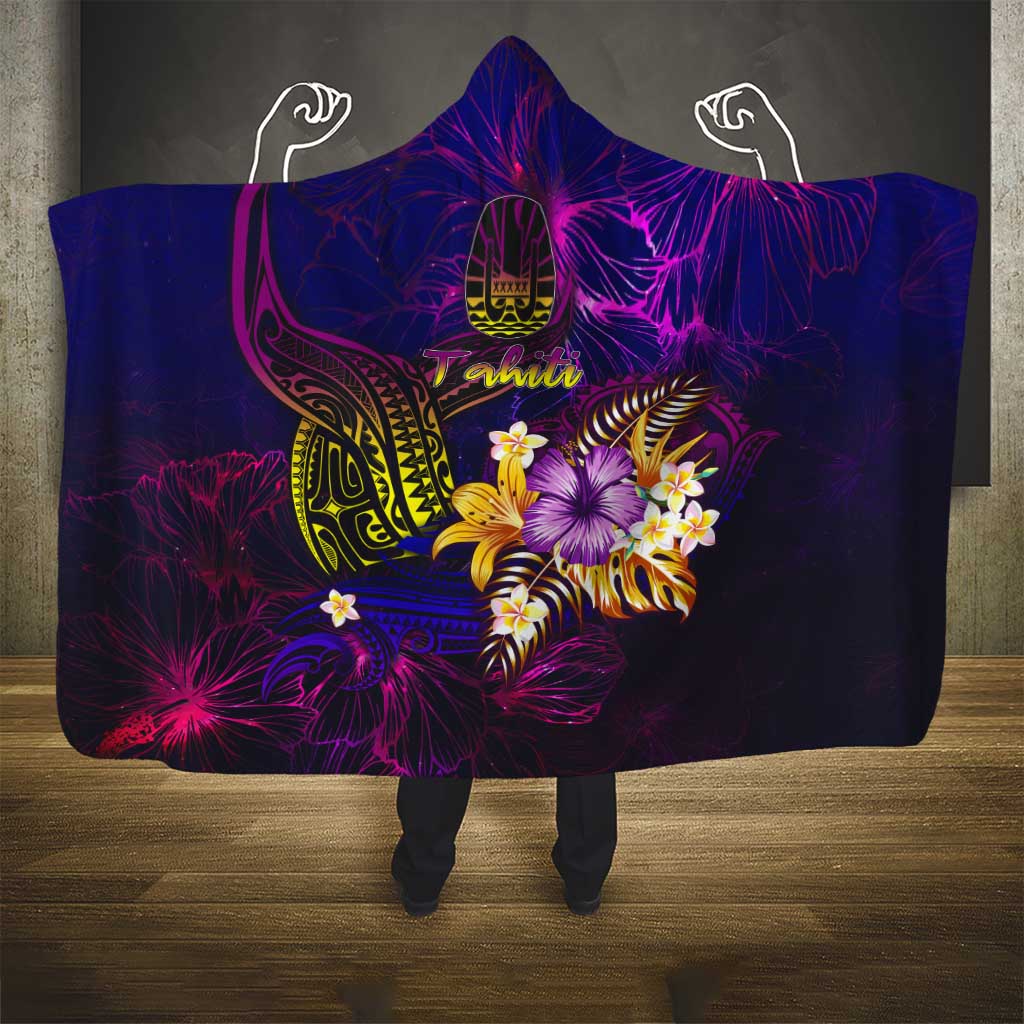 Tahiti French Polynesia Hooded Blanket Whale Hibiscus Polynesian DT02 - Polynesian Pride