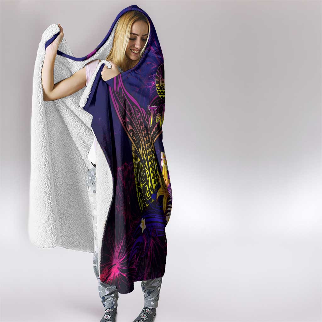 Tahiti French Polynesia Hooded Blanket Whale Hibiscus Polynesian DT02 - Polynesian Pride