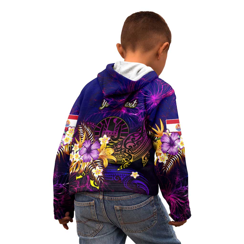Tahiti French Polynesia Kid Hoodie Whale Hibiscus Polynesian