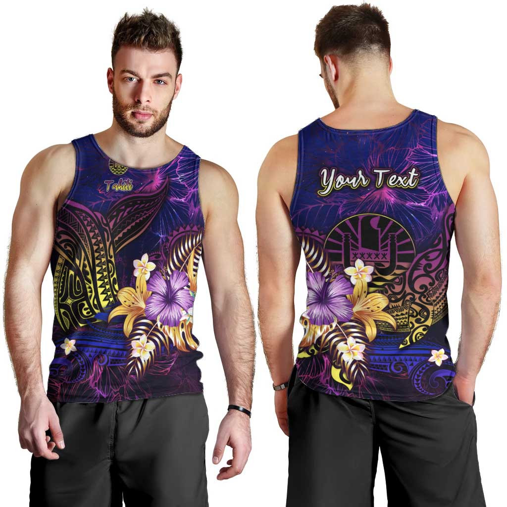 Tahiti French Polynesia Men Tank Top Whale Hibiscus Polynesian