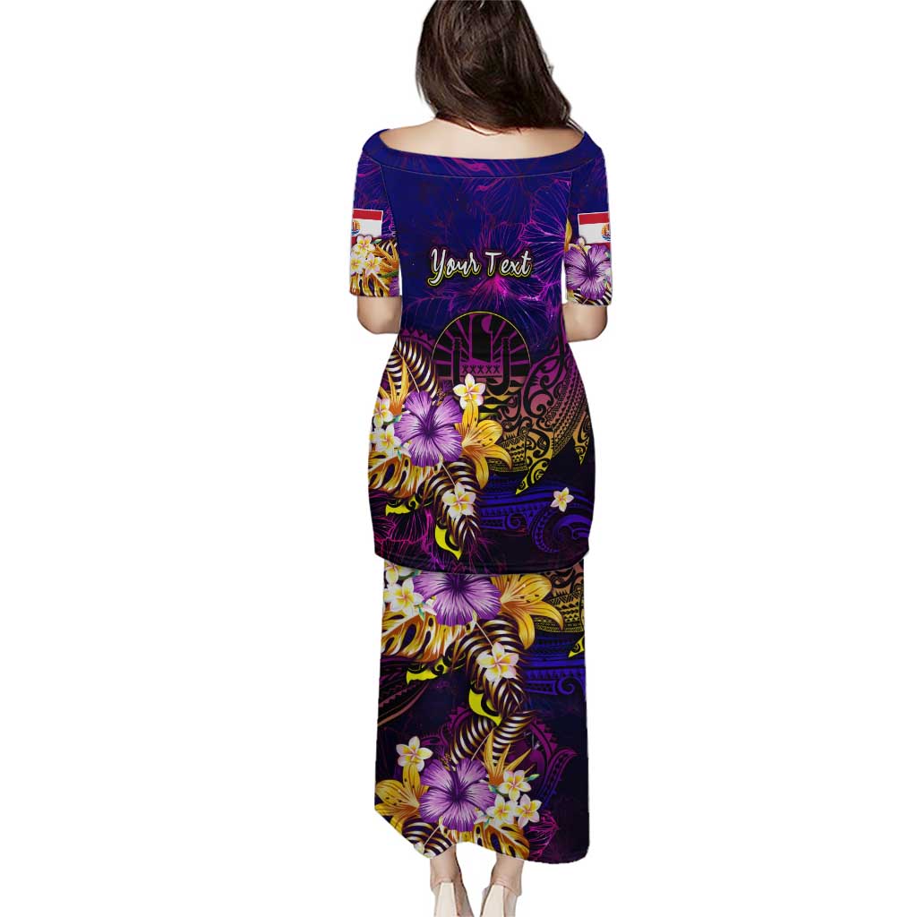 Tahiti French Polynesia Puletasi Whale Hibiscus Polynesian