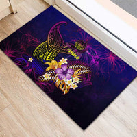 Tahiti French Polynesia Rubber Doormat Whale Hibiscus Polynesian