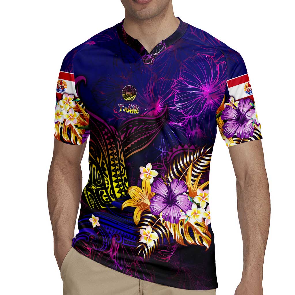 Tahiti French Polynesia Rugby Jersey Whale Hibiscus Polynesian