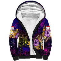 Tahiti French Polynesia Sherpa Hoodie Whale Hibiscus Polynesian