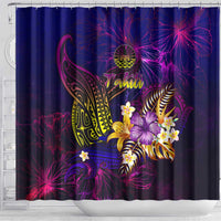 Tahiti French Polynesia Shower Curtain Whale Hibiscus Polynesian