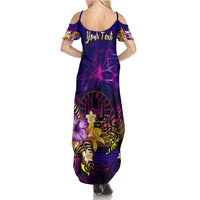 Tahiti French Polynesia Summer Maxi Dress Whale Hibiscus Polynesian