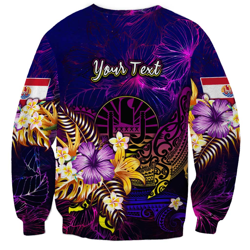 Tahiti French Polynesia Sweatshirt Whale Hibiscus Polynesian