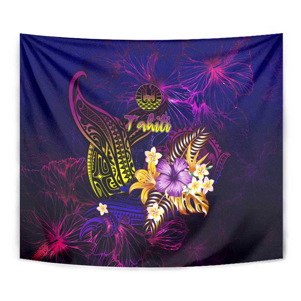 Tahiti French Polynesia Tapestry Whale Hibiscus Polynesian